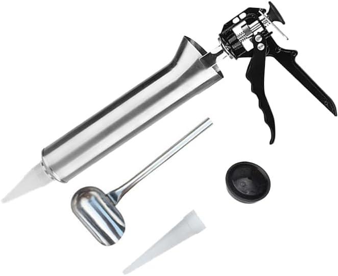 Mortar Pointing Grouting Gun,Cement Caulking Gun Mortar Grouting Tool,Stainless Steel Hand Caulk Gun 2 Nozzles Cement Spray Applicator Tool