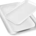DELLING Serving Platter, 18/16/14inch Large Serving Tray, Serving Platters for Snacks, Fruit, Turkey, Dessert, Serving Trays for Entertaining at Parties and Weddings, Microwave Dishwasher Oven Safe (White)
