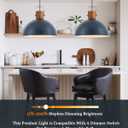 ELYONA 16 Large Ash Wood Pendant Light with Hammered Blue Metal & Brushed Brass Handle Large Pendant Light Fixtures Modern Dome Hanging Lamp for Kitchen Island, Dining Table, Bedroom, Hallway