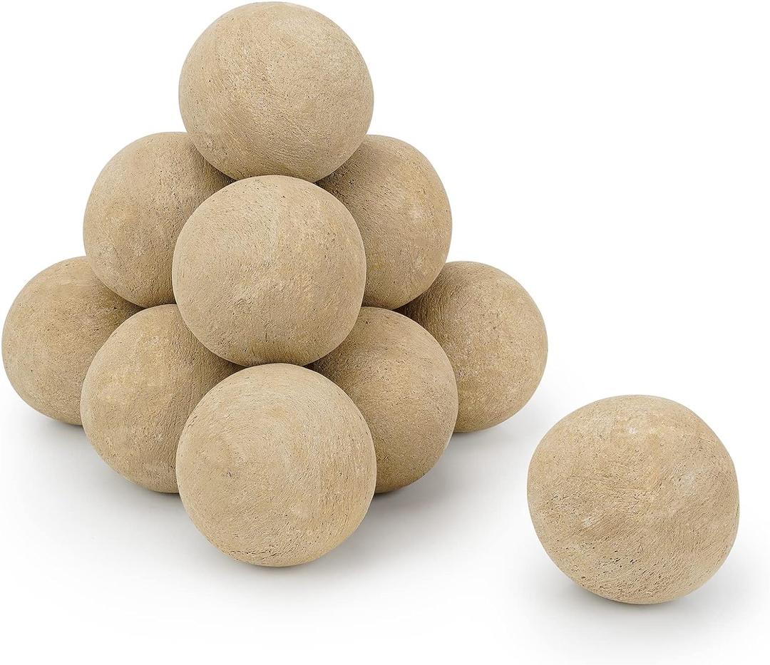 Stanbroil Ceramic Balls - 4 Round Fire Stones for Fire Pit Fire Bowl and Fireplace - Set of 12, Beige