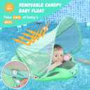 GENTEACO Mambobaby Baby Swim Float with Canopy Non-Inflatable Infant Pool Float with Tail 3-24 Months Avoid Flip Solid Skin-Friendly Material for Toddler Boys Girls, 19 inches x 19"