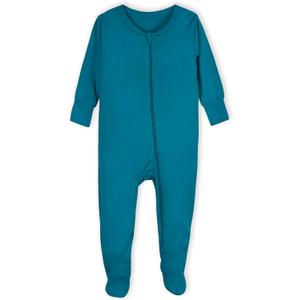 Gerber unisex-baby Toddler Buttery-soft Snug Fit Footed Pajamas With Viscose Made With Eucalyptus , Teal, 0-3 Months