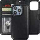 Bocasal Detachable Wallet Case for iPhone 14 Pro RFID Blocking Card Slots Holder Premium PU Leather Magnetic Kickstand Shockproof Wrist Strap Removable Flip Protective Cover 5G 6.1 inch (Black)