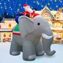 12FT Length X 10.5FT Tall Giant Christmas Inflatables Elephant, Christmas Blow Up Santa on Elephant Inflatable Builtin Bright LED Lights for Christmas Inflatable Outdoor Decoration Xmas Gift Party
