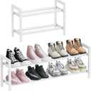 Mavivegue Expandable Shoe Rack, 2-Tier Adjustable Shoe Organizer, Shoe Shelf for Closet, Entryway, Front Door (White)