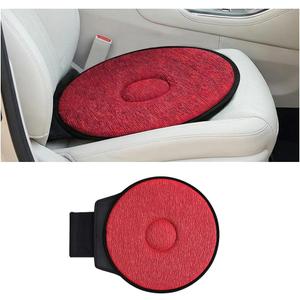 360 Degree Swivel Car Seat Cushion, Round Rotating Non Slip Vehicle Chair Pad for Elderly Support, Portable Removable Automotive Interior Seat Assist Pad, Universal for Sedan RV Truck (Red)