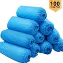 Hitituto Shoe Covers Disposable Non-slip for Indoors -100 Pieces (50 Pairs) Waterproof Premium CPE Booties Shoes Protectors Coverings, fits up to size 11 US Men and 13 US Women, Blue, Large
