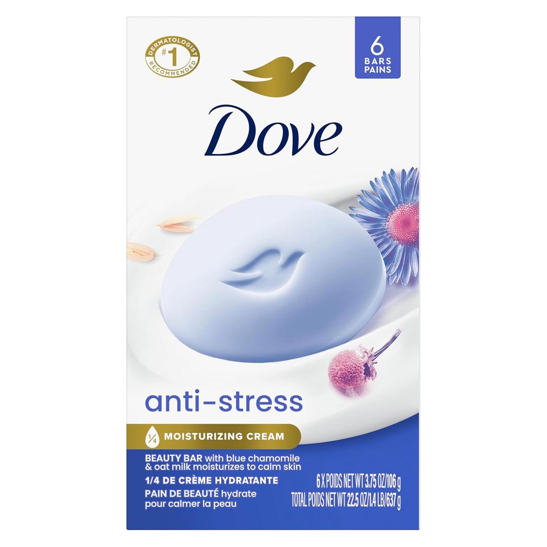 Dove Beauty Bar Gentle Cleanser Anti-Stress Cream Bar Moisturizes To Calm Skin Gentle Bar Soap Cleanser Made With 1/4 Moisturizing Cream 5 Pack
