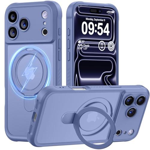 MOCCA Design for iPhone 17 Pro Max Case, Compatible with Magsafe [Premium Invisible Magnetic Ring Stand] [Military Drop Protection] Full Camera Guard Translucent Matte Slim Phone Cover,Lavender Grey