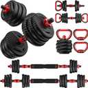 Adjustable Dumbbells, Free Weight Set with Connector, 4 in1 Dumbbells Set Used as Barbell, Kettlebells, Push up Stand, Fitness Exercises for Home Gym Suitable Men/Women (30LBS(15LBS PAIR))