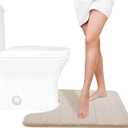 Yimobra Memory Foam Toilet Bath Mat U-Shaped, Soft and Comfortable, Super Water Absorption, Non-Slip, Thick, Machine Wash and Easier to Dry for Bathroom Commode Contour Rug, 24 X 20 Inches, Beige