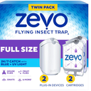 Zevo 2 Flying Insect Traps & 2 Refill Cartridges - Plug in Fly Trap & Indoor Bug Catcher for Gnats, House & Fruit Flies - Blue & UV Light Technology, Mess-Free Alternative to Bug Zapper