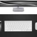 Desk Pad Mat 23.6"x13.7" - Waterproof Mouse Pad & Desk Protector, Non-Slip PU Leather for Gaming Keyboard/Mouse, Stitched Edge XL Office Desk Pad with Ergonomic Support(Black) (24" x 14")