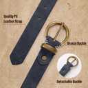 JASGOOD Women Leather Belt for Jeans Pants Vintage PU Leather Belt Solid Brass Circle Buckle for Ladies, Size 130 cm