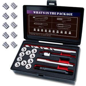 M8X1.0 Thread Repair Kit with Insert HSS Drill, Tap, Counterbore, Installation Driver, Metric, 10PCS Stainless Steel Insert M8X1.0X11.7MM