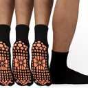 ELUTONG Men Non Slip Sticky Grips Socks 3 Pairs Tile Wood Floors Anti-Skid Workout Yoga Pilates Hospital Slipper Socks (Black) 9-10