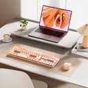 TECKNET Colorful Wireless Keyboard and Mouse Combo, Dual Bluetooth & 2.4G, Quiet Retro Typewriter Style, Full Size Bubble Keyboard with Number Pad, Aesthetic Desk Set for Laptop, PC, and Office Use (Cream Peach)