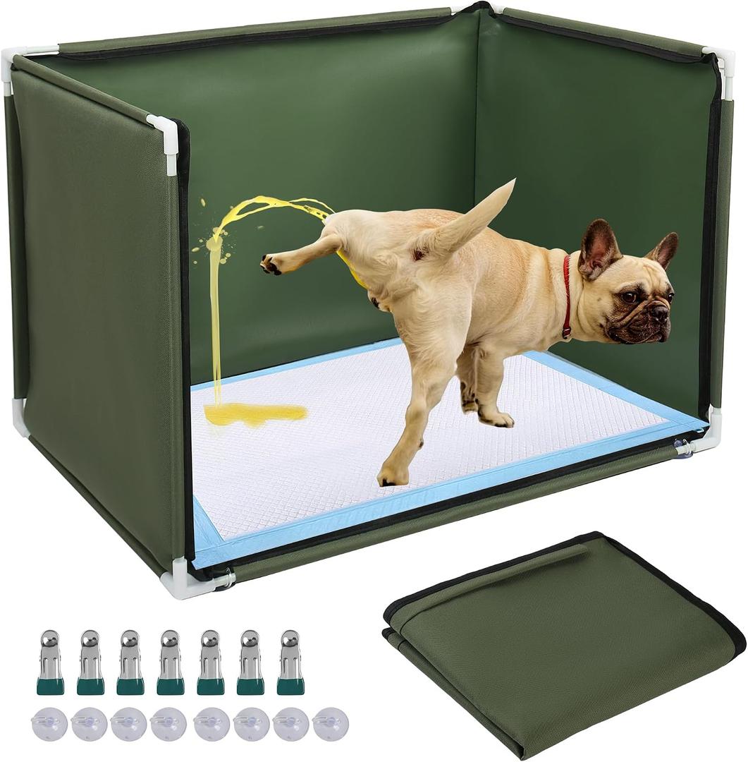 Dog Pee Pad Holder with High Walls,Waterproof Puppy Litter Box,Foldable Indoor Dog Potty,No Spill Pet Toilet for Small/Medium Puppy, Easy Clean,Army Green (24"x17.7"x17.7")
