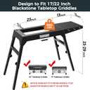 Foldable Griddle Stand for Blackstone 17 & 22 Inch - Heavy-Duty Outdoor Grill Table with Adjustable Legs, Side Shelf, Utensil Hooks - Portable BBQ Stand for Camping, Tailgating, Backyard