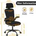 Ergonomic Office Chair for Long Hours Sitting – Back & Neck Pain Relief, Adjustable Lumbar Support & Headrest, High-Density Foam Seat, Ideal for Work & Home Office, Black