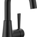 Moen Ronan Matte Black One-Handle Single Hole Modern Bathroom Sink Faucet with Optional Deckplate and Spring Loaded Drain Assembly, 84021BL