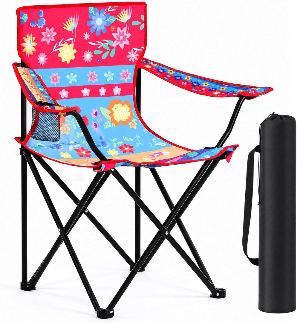 Lightweight Folding Camping Chair with Cup Holder Comfortable Portable Beach Chair with Carry Bag for Outdoor Sport Travel Fishing Picnic Hiking Backyard Tailgates
