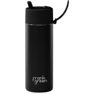 Frank Green - Ceramic Reusable Bottle - Stainless Steel Water Bottle With Straw, Insulated Water Bottle, Metal Water Bottle - Flip Straw Lid - 20oz - Midnight