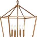 JONATHAN Y 16" Antique Gold Lantern Pendant Light, 4-Light Pagoda Style Metal Cage Farmhouse Hanging Ceiling Fixture for Kitchen Island, LED Bulb Included (JYL7437B)