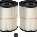 2 Pack 17816 9-17816 Red Stripe Vacuum Cartridge Filter Compatible Wet/Dry Vacuum Models 5, 6, 8, 12, and 16 32 Gal. Vacuums produced since 1988 8.5 Inches- White/Red