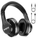 Over Ear Bluetooth Headphones Wireless, Dual 50mm & 6 Drivers, 0.38lb Lightweight Foldable Design, 40H Playtime with ANC Mic, Memory Foam Earpads for Commuting Gym Running Travel-(Black)