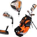 Precise XD-J Junior Golf Clubs Set Left Hand Options Kids Golf Clubs for Ages 3-5, 6-8, 9-12 Lightweight Graphite Shafts, Hybrid Club, Stand Bag Boys & Girls Golf Set