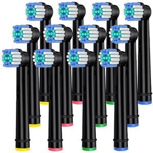 ARTCESAR Replacement Heads for Oral B,12 Pack Soft Electric Toothbrush Heads,Deep and Precise Cleaning for Oral B Braun Pro1000/1500/7500/3000/7000/8000/500 and More(Black)