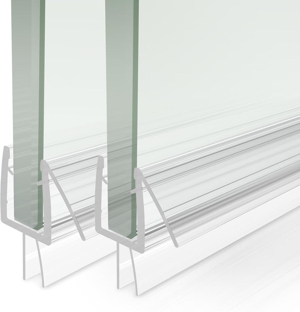 2-Pack iBath Shower Door Bottom Seal, Fit 5/16"(8mm) Glass Thick, Ultra Clear Frameles Glass Door Sweep Strips Stop Shower Leaks, Length 39"(992mm) Glass Door Seal Strip.