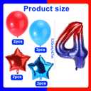 Spider Themed Birthday Balloons Set, 47in Giant Foil Spider Web & 4pcs Star & 4pcs Round Red Blue Balloons Ideal Birthday Cartoon Theme Party Decorations and Favors(Number 4)
