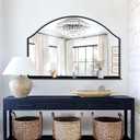 Chende 47''x32'' Large Wall Mirrors for Decor, Black Bathroom Mirror with Removable Shelf, Elegant Scallopd Mirror with Arched Frame for Entryway, Living Room, Mantel, Bedroom