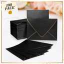 Mimorou 100 Pcs A7 Invitation Envelopes for 5" x 7" Cards V Flap Foil Border Luxury Self Adhesive Mailing Envelopes for Wedding Baby Shower Bridal Birthday One Silly Goose Party(Black, Gold)