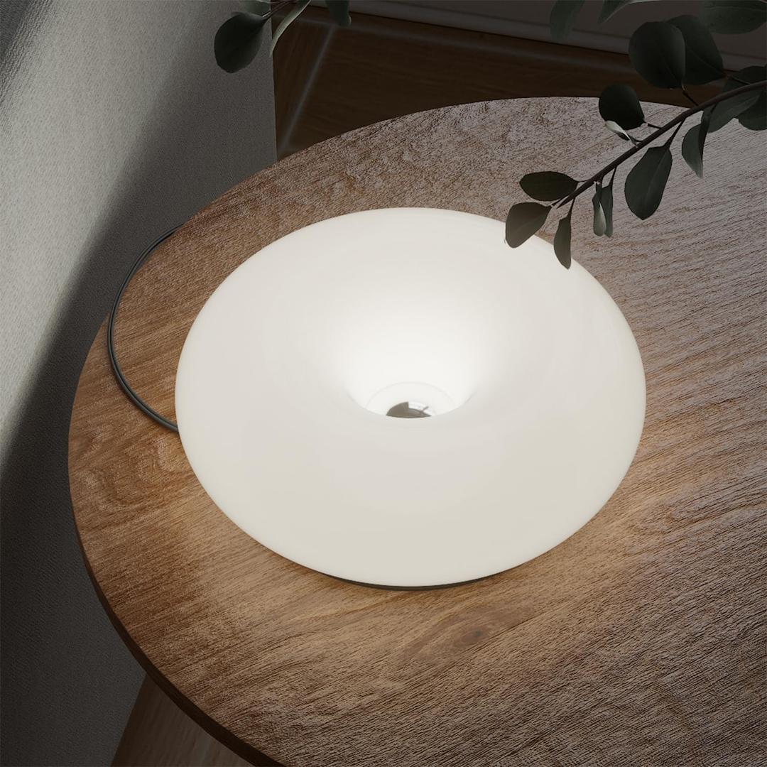 Creative Design White Donut Lamp, Plug-in Wall Sconce Or Table Lamp Dual Using for Atmosphere, Modern Infinitely Dimmable White Wall Light Desk Lamp for Corridor, Bedsided Or Warm Decoration (White)
