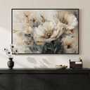 Framed Neutral Floral Wall Art for Modern Farmhouse Living Room, 24x36 In