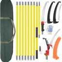 Manual Pole Saw, 7-30FT Pole Saws for Tree Trimming, SK5 and 65 Mn Steel Saw Blades Scissor Pruner Set, Tree Trimmers Long Handle Pruner for Backyard, Garden, Bush Cutting and Pruning of Palm Trees