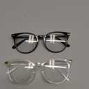 Gaoye 2 Pack Blue Light Blocking Glasses, Retro Round Eyewear Frame Anti Eyestrain Computer Glasses for Women Men - GY1688 (Black+Transparent)