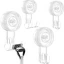 Suction Cup Hooks, BUDGET & GOOD Reusable Waterproof Shower Hook, 4Pcs Vacuum Suction Hooks - Razor Holder - Wreath Hook - Multi-Use for Bathroom Kitchen Office, Storage & Organization for Accessories