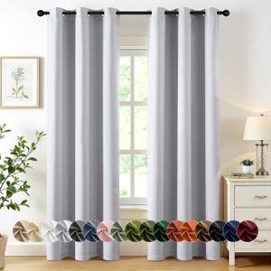 MIULEE Greyish White Blackout Curtains for Bedroom Living Room 84 Inches Long 2 Panels, Thermal Insulated Room Darkening Drapes Grommet Noise Reducing Light Blocking Window Treatments 40x84 Inch