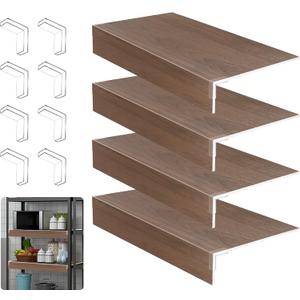 4 Pcs Wire Shelf CoverWire Rack Covers for Shelves, PVC Wood-Look Shelf Liners with Corner Guards for Pantry, Store, Kitchen, Removable Shelves, Home Organization (35 x 16 Inch, Walnut)