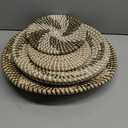 JEKEJIAJIU Set of 5 Rattan Hanging Wall Baskets - Seagrass Boho Wall Art for Living Room or Bedroom