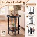 Junkin 24x15.7in 2 Tier Round Side Table with Spindle Legs and Shelf, 15.7 x 15.7 x 23.6 inches