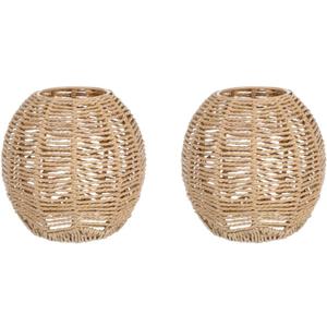 DOITOOL 2Pcs Rattan Pendant Lamp Shade, Rattan Basket Chandelier Lamp Shade, Woven Lampshade for Home Restaurant Cafe Teahouse Decoration, 5.89"W x 5.51"H (Inner Diameter of Hole: 1.6inch）