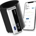 Checkme BP2A Blood Pressure Monitor for Home Use Upper Arm - Bluetooth BP Machine Cuff, Accurate Digital Readings in 30 Seconds, Unlimited Data Stored in App for iOS & Android (White)