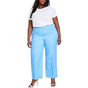 Anne Klein Women's Linen Blend High-Waist Wide Leg Pants (6, Adriatic)