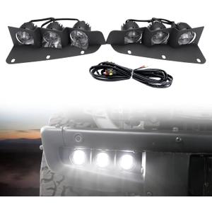 HAKA TOUGH LED Fog Lights for 2021 2022 2023 2024 2025 Ford Bronco 2/4-Door, Front Lower Bumper Fog Light Kit with Bracket, White Daytime Running Light Assemble Accessories, 2PCS
