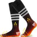 Heated Socks for Men Women, Rechargeable Electric Heated Socks with 4 Heating Levels, Washable Warm Socks for Winter Hunting Outdoor Working Skiing Hiking Cycling Camping Fishing (Black & Grey)
